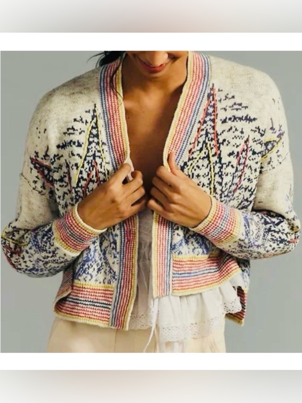Pilcro Anthropologie Embroidered Cardigan